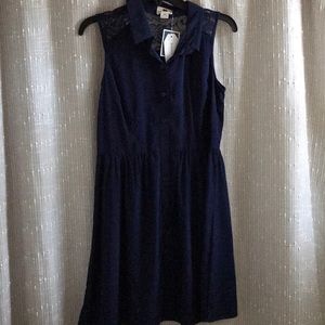 Navy Sleeveless Button Down Dress